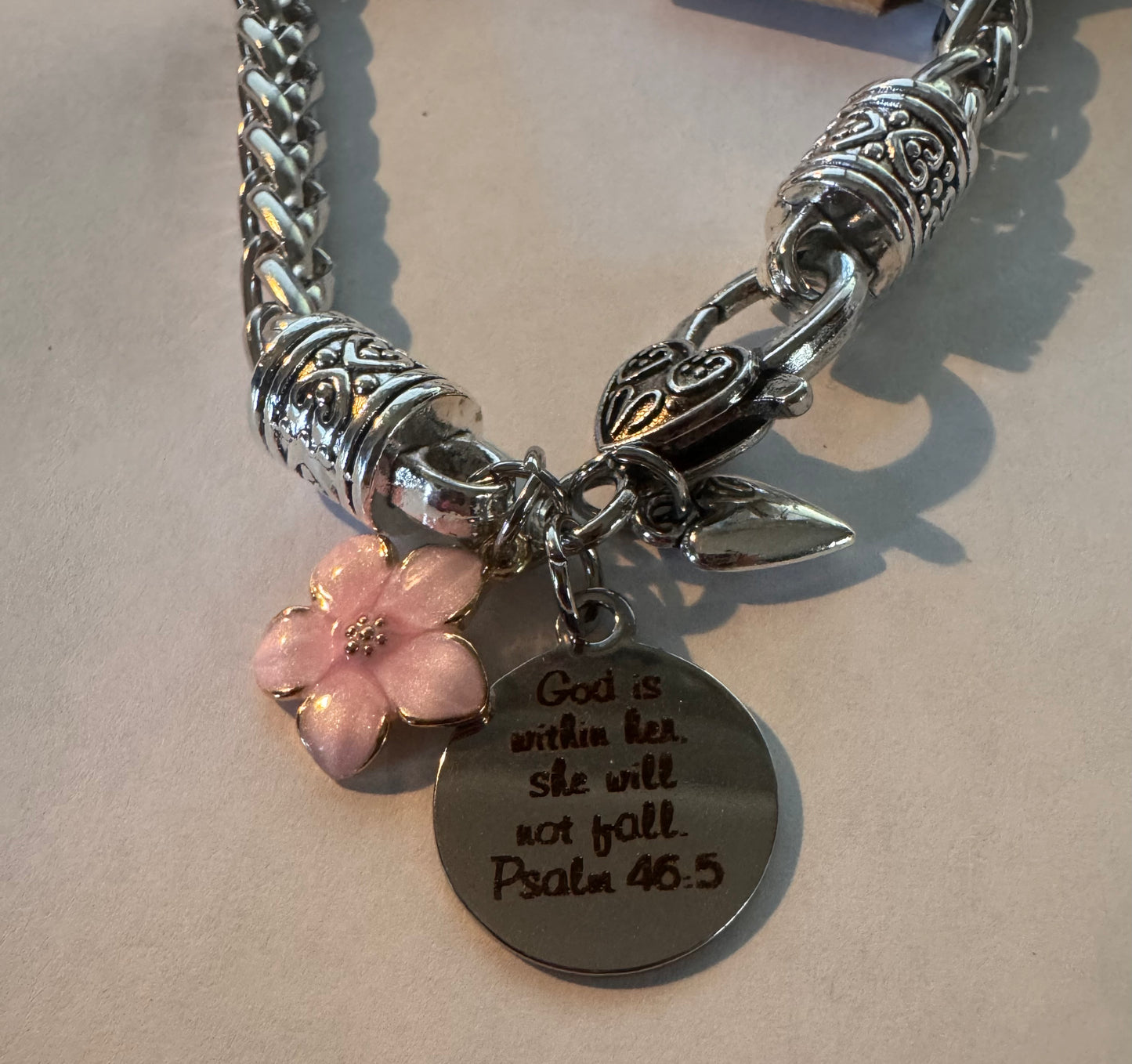 Silver Bracelet with Bible Verse