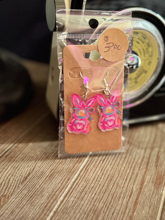 Acrylic- Bunny Brushstroke Earrings