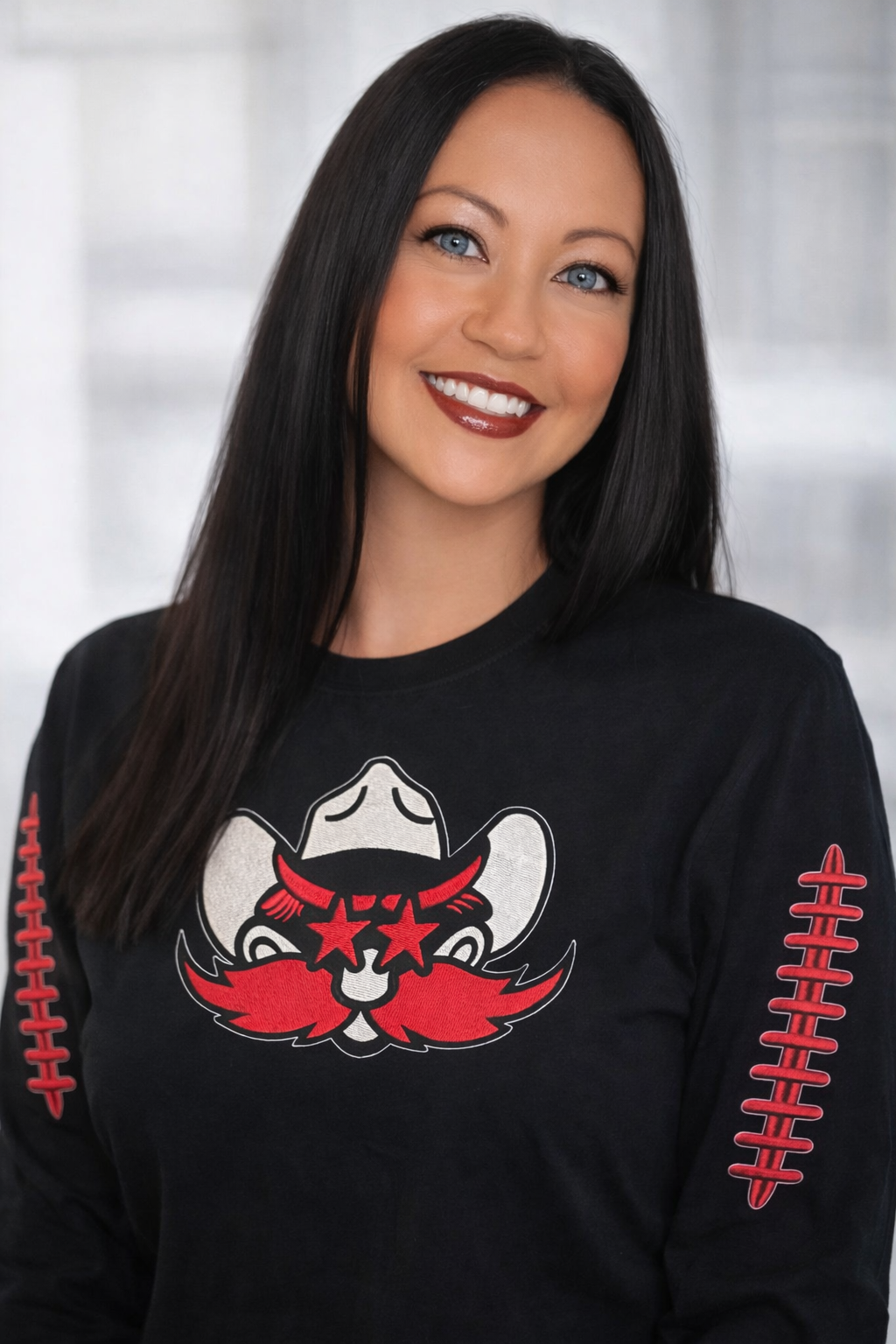 Faux Embroidery Texas Tech Long Sleeve T-Shirt