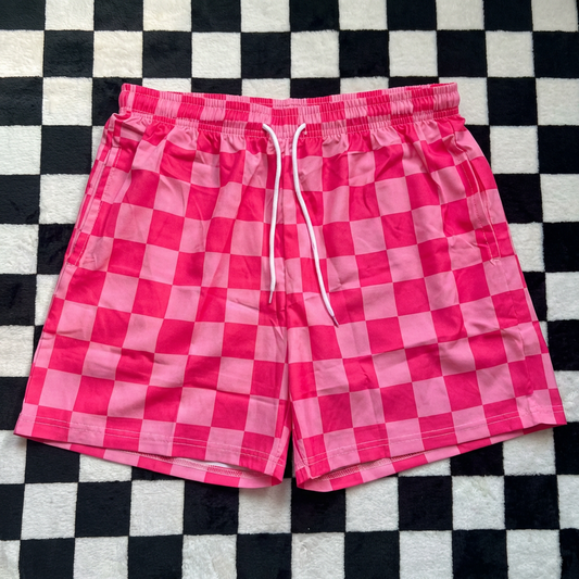 Pink Check Shorts -Vendor Oops