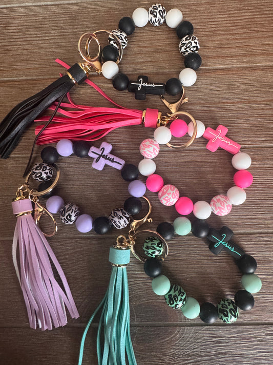 Jesus Silicone Beaded Keychains