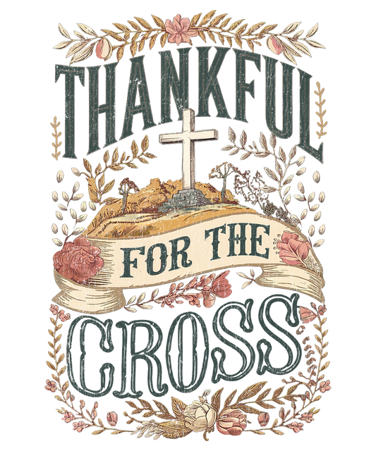 Thankful for the Cross- Distressed- Navy Blue